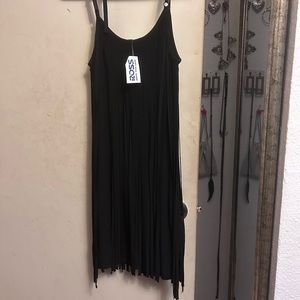 Little black straps dress with fringe from top to bottom